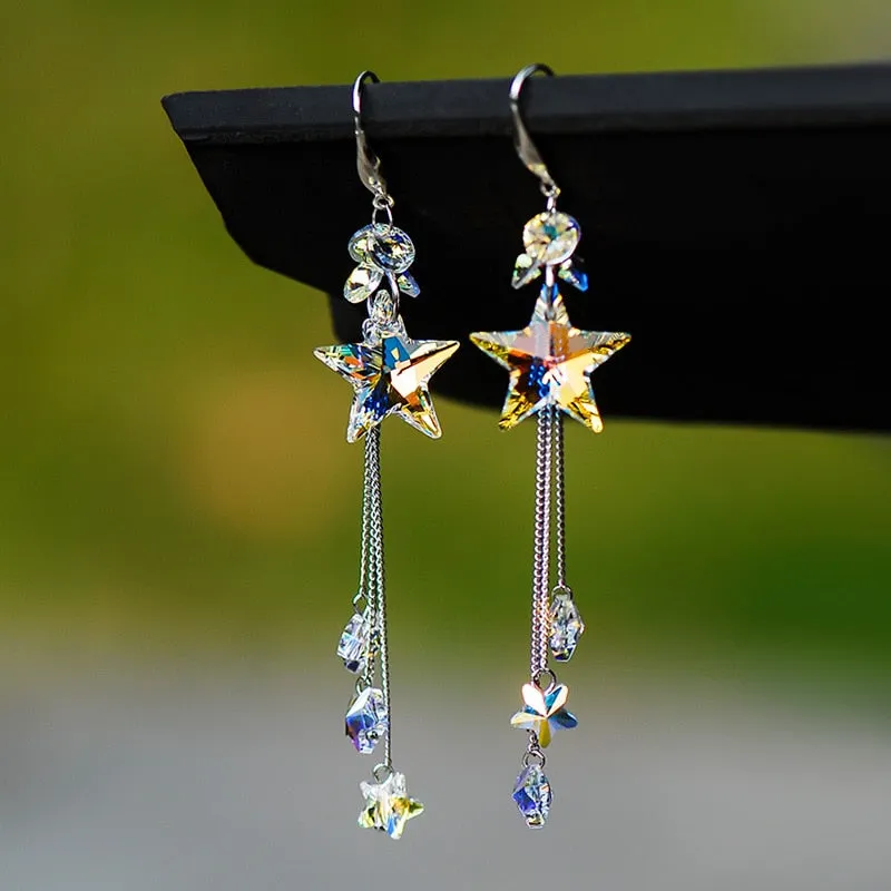 Crystal Star Dangling Earrings