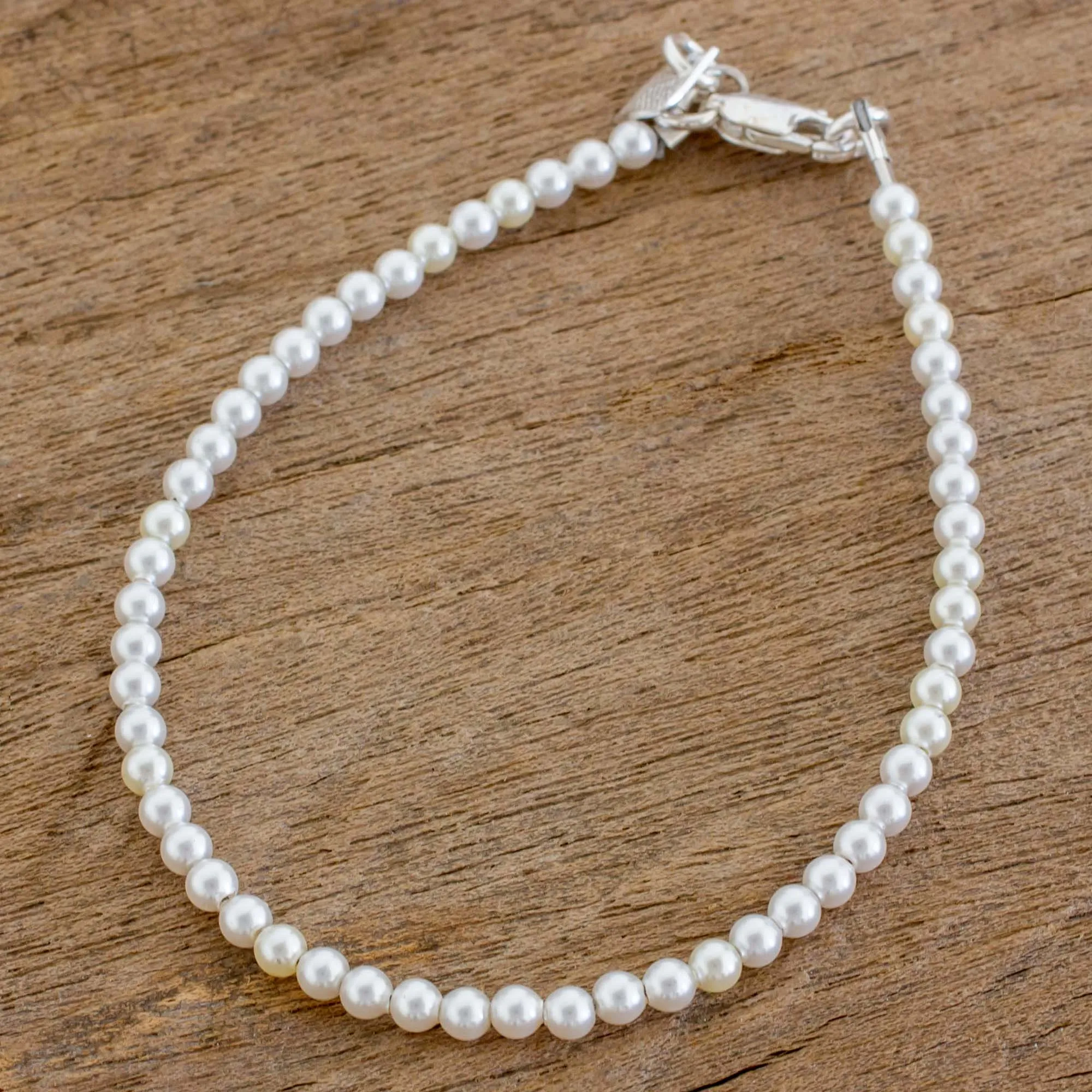 Cultured Pearl Beaded Bracelet from Guatemala - Beautiful Delicacy | NOVICA