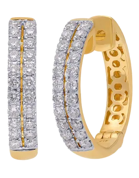 Diamond Earrings - 10ct Yellow Gold Diamond Set Hoop Earrings - 784292