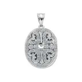 Diamond Oval Locket Pendant Necklace 0.31ct H-SI in 9K White Gold