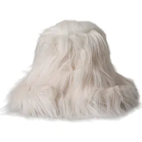 Dolce & Gabbana Off White Acrylic Fur Womens Bucket Hat