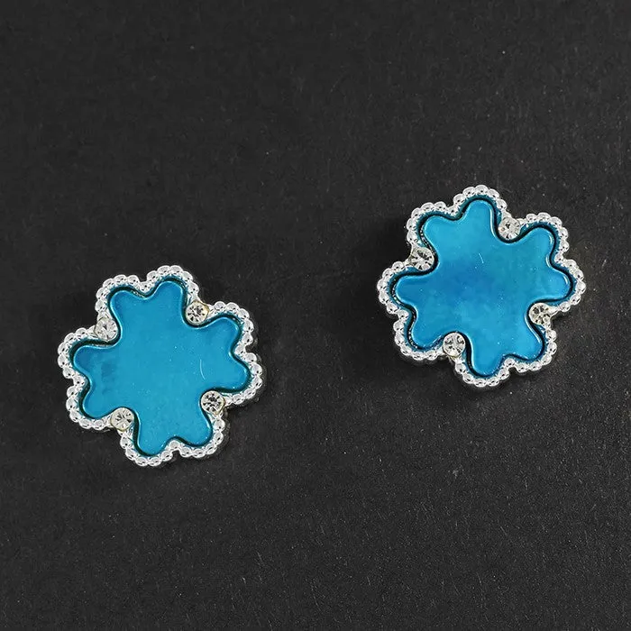 Equilibrium Clover Mother Of Pearl Studs Turquoise