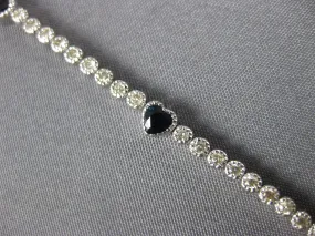 ESTATE 1.96CT DIAMOND & AAA SAPPHIRE 18KT WHITE GOLD MULTI HEART TENNIS BRACELET