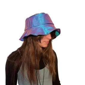 Floppy Bucket Hat *Oil Slick Holographic* Festival Sun Hat, Summer Rave Hat