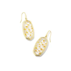 Framed Elle Drop Earrings in Gold & White Mosaic