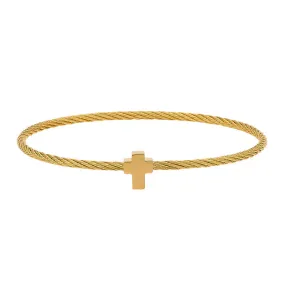 GEORGINI MINI CROSS GOLD PLATED STEEL CABLE BANGLE