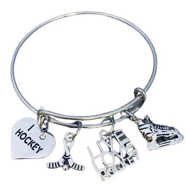 Girls Ice Hockey Bracelet - I Love Hockey