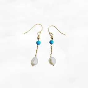 Gold Baroque Pearl Dangle Earrings