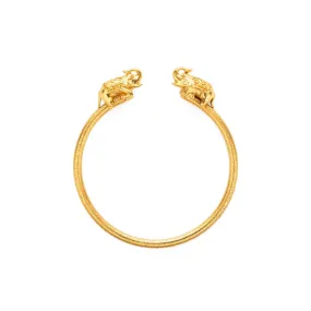 Gold Elephant Flexible Open Bangle