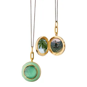 Green Enamel and Vermeil Locket with Green Amethyst