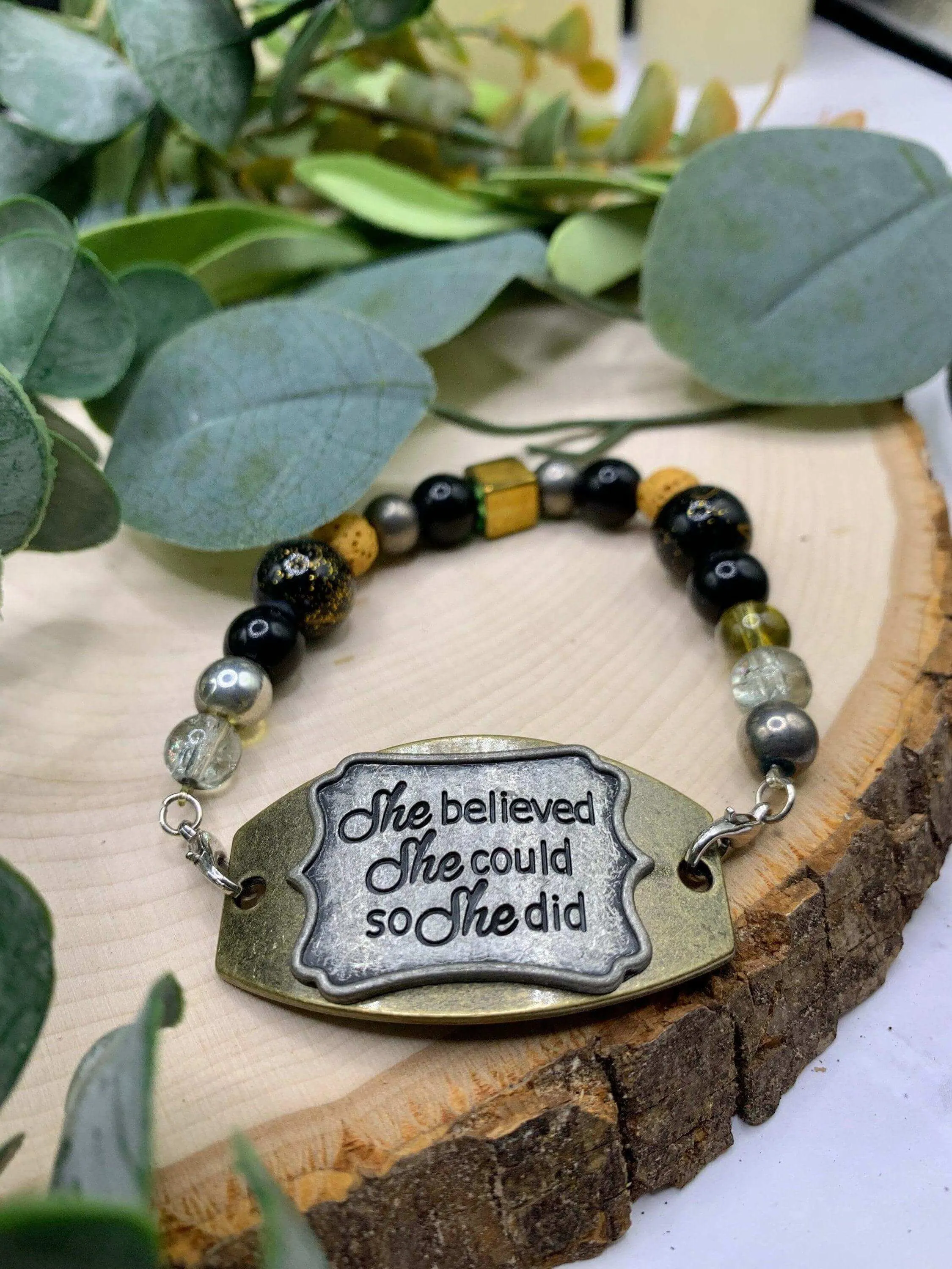 Handmade Beaded Bracelet- She Believed She Could…