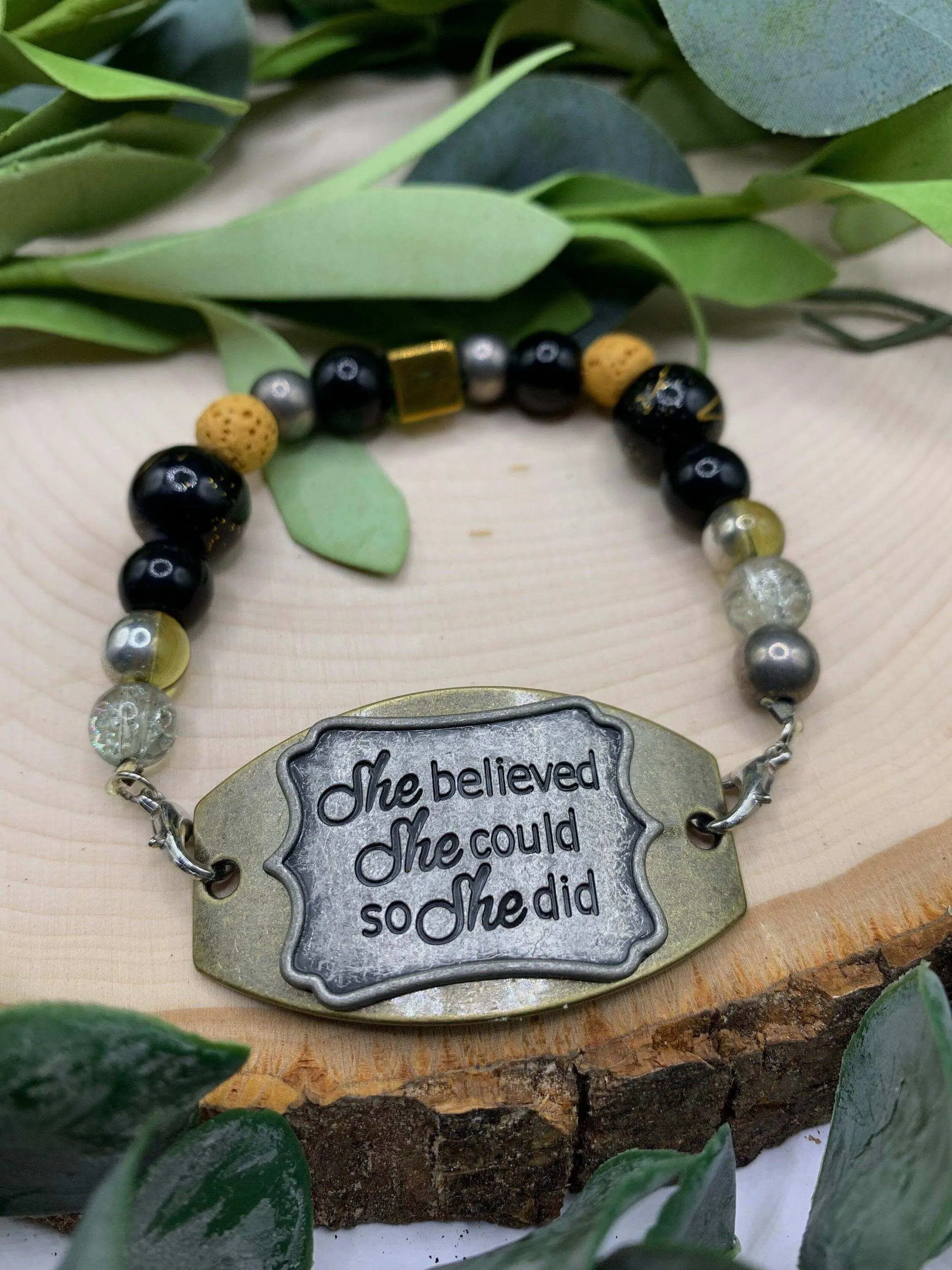 Handmade Beaded Bracelet- She Believed She Could…