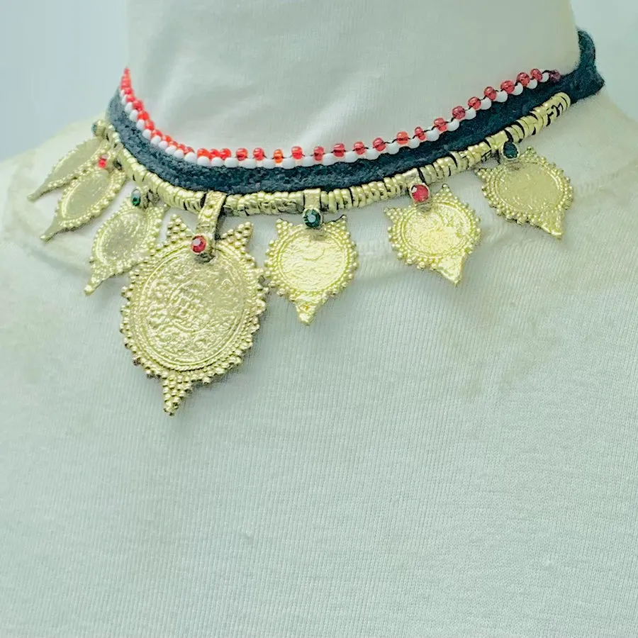 Handmade Vintage Coins Choker Necklace