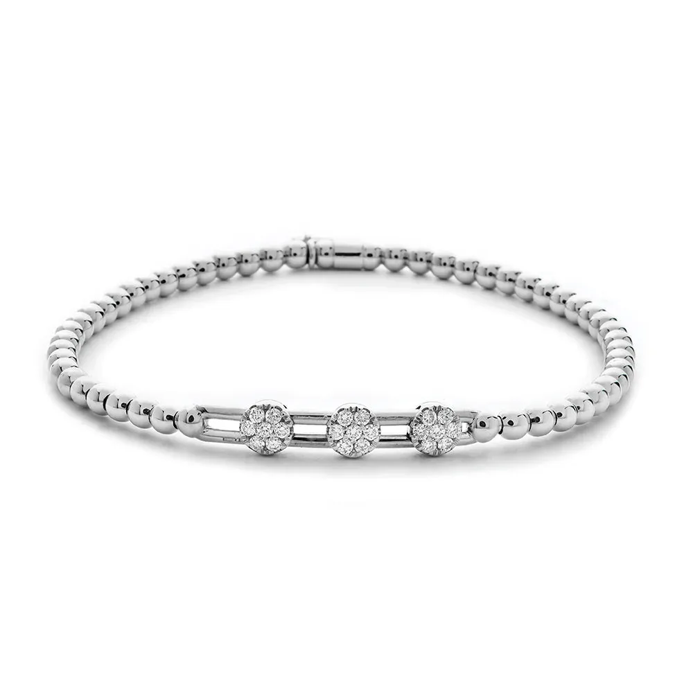 Hulchi Belluni 'Tresore' Trio Floating Diamond Stretchy Bracelet (20357)