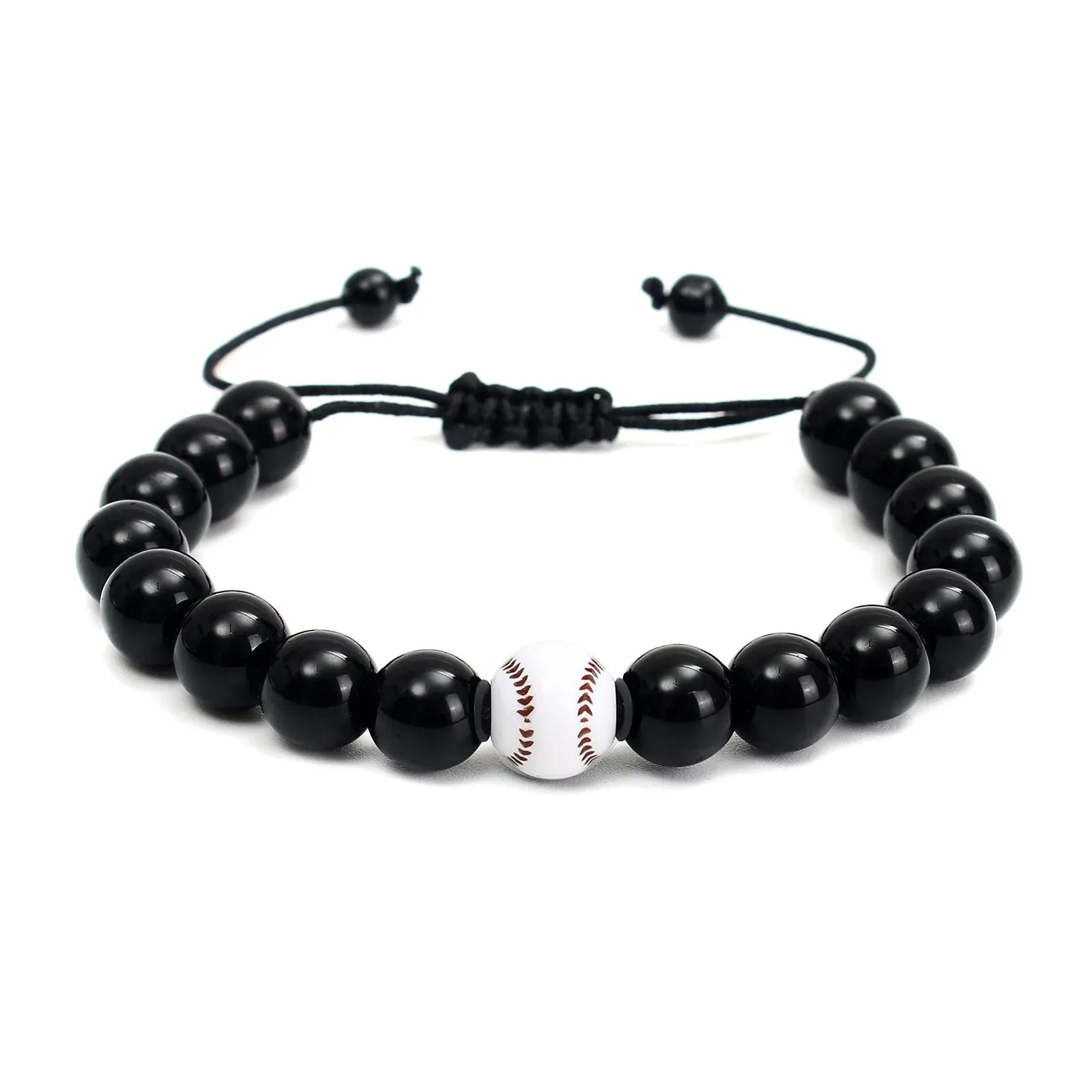 KADRUFI Black Beaded Bracelet for Men Round Basketball Ball Beads Bracelets Elastic Rope Chain Jewelry Gift 2023 pulsera hombre