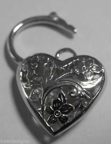 Kaedesigns Genuine 9ct 9kt 19mm Yellow, Rose or White Gold Filigree Heart Pendant  Padlock