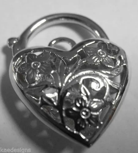 Kaedesigns Genuine 9ct 9kt 19mm Yellow, Rose or White Gold Filigree Heart Pendant  Padlock