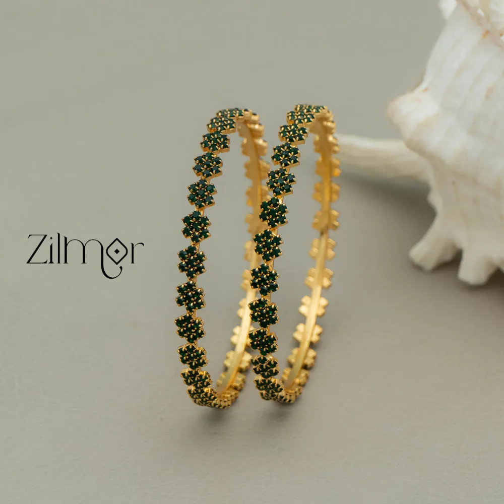 KF101633 - Gold Plated stone bangle (pair)