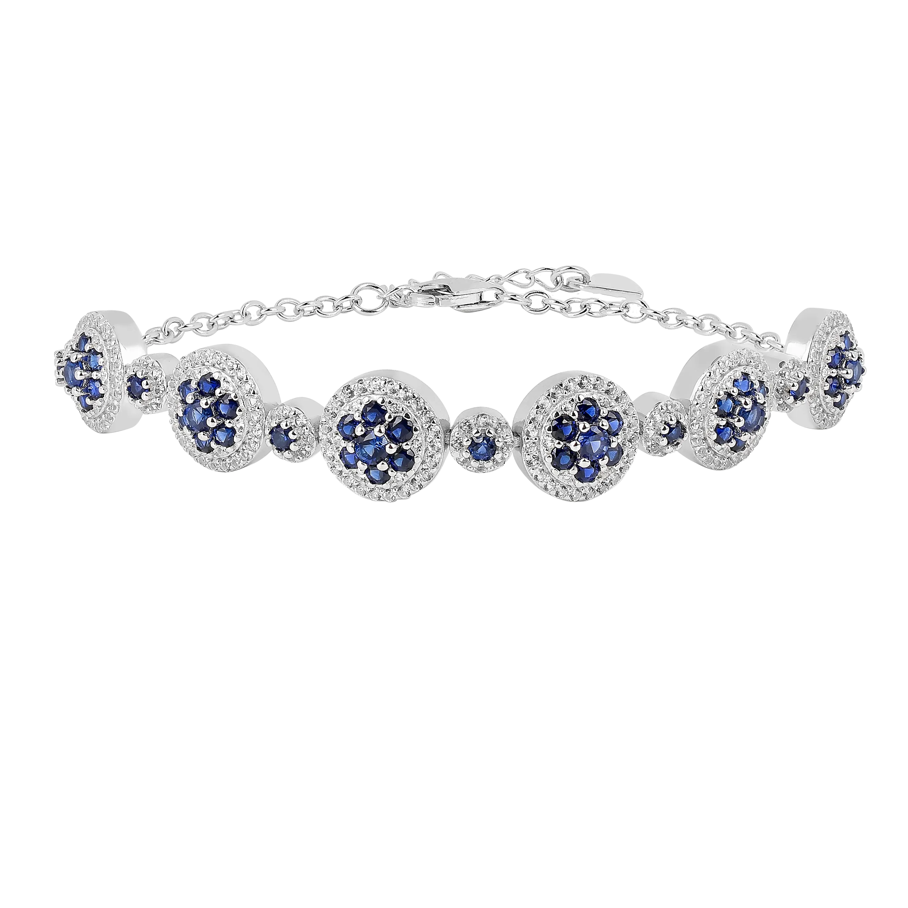 Lab Grown Blue Sapphire Halo Tennis Bracelet