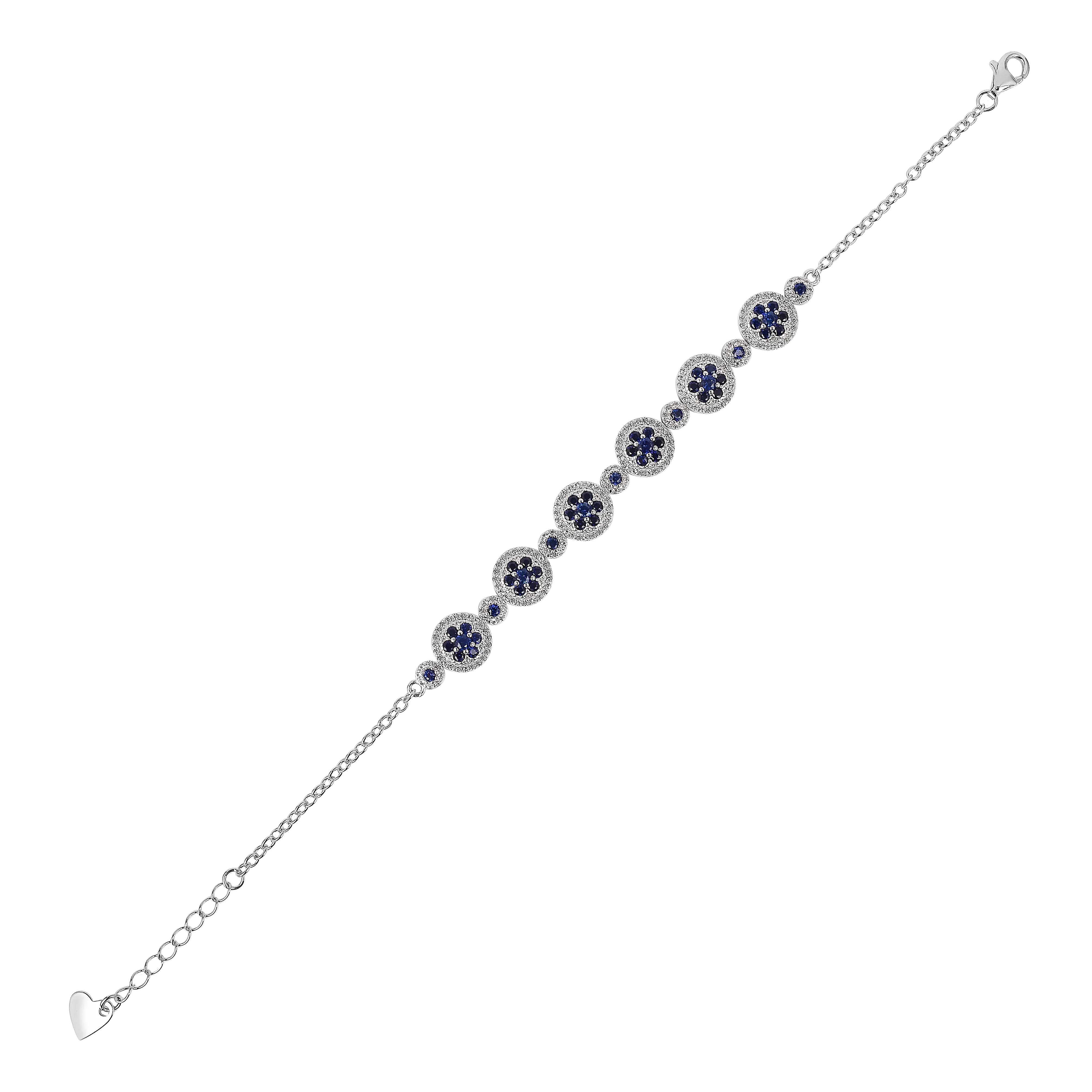 Lab Grown Blue Sapphire Halo Tennis Bracelet