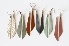 Leather Dangle Earrings - Minimalist Boho Style - Lightweight And Nickel Free - Available in Over 40 colors