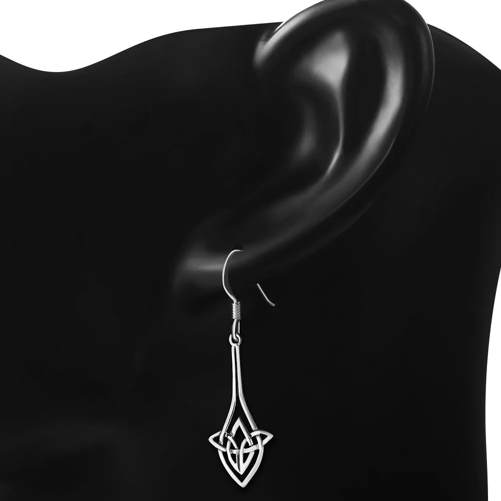 Long Celtic Knot Silver Earrings