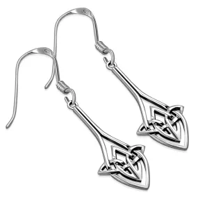 Long Celtic Knot Silver Earrings