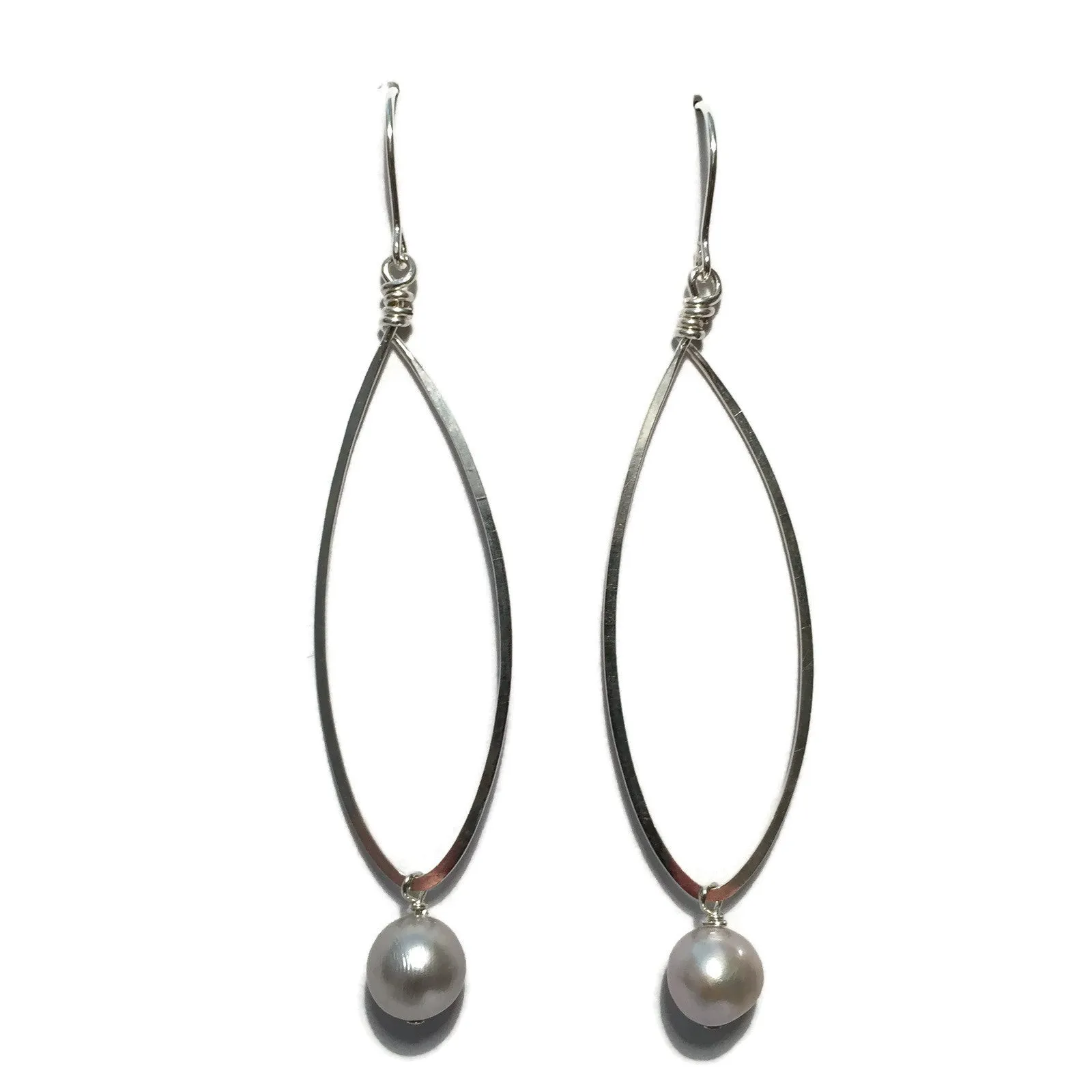 Long Teardrop Earrings with Bead