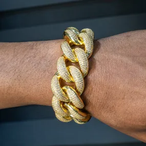 Mens Big Gold Iced Out Bracelet Miami Cuban Link 25MM