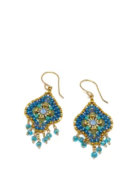 Miguel Ases Swarovski Crystal and Turquoise Miyuki Bead Earrings