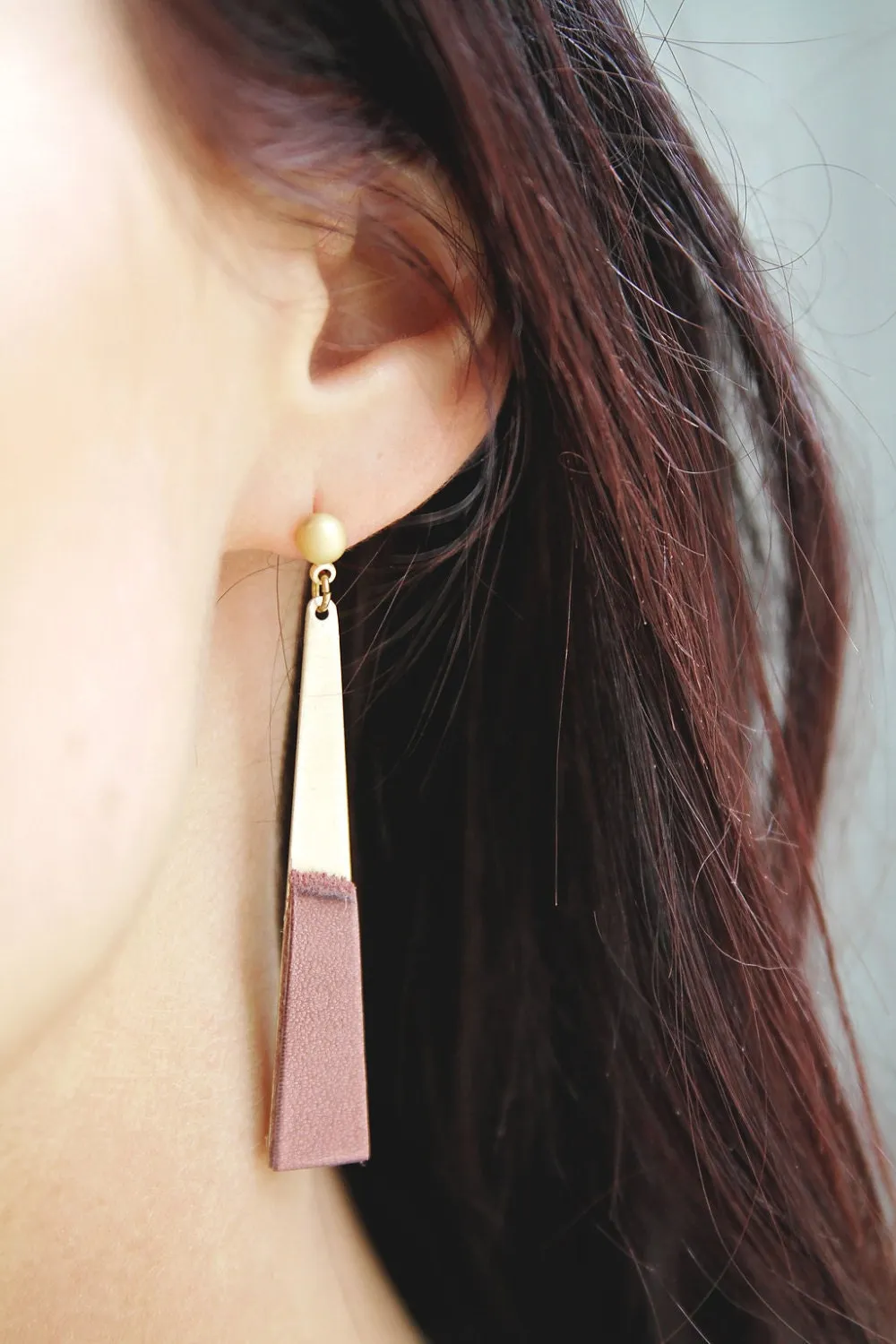 Modern Brass And Leather Dangle Earrings - Edgy With a Hint of Boho Style