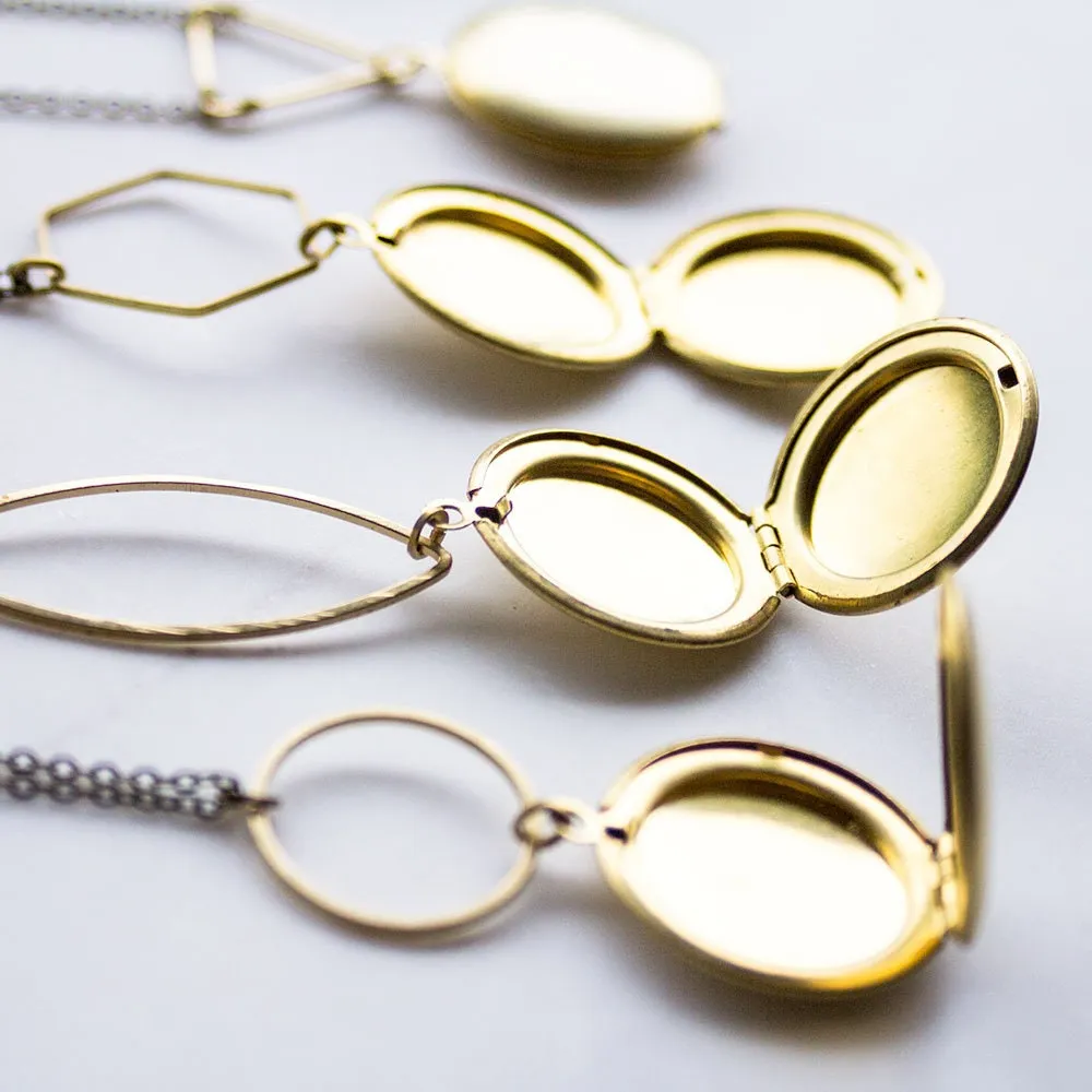 Modern Gold Geometric Locket