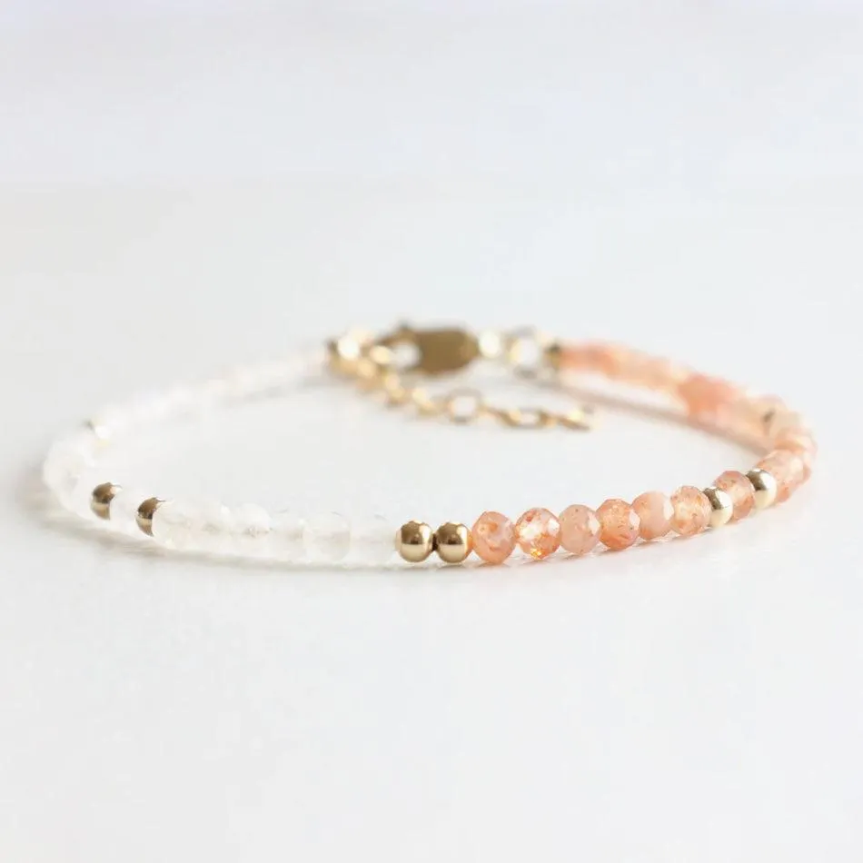 Moonstone and Sunstone Dainty Bracelet