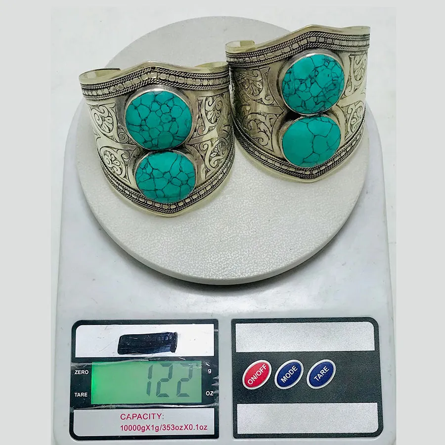 Natural Turquoise Gemstone Cuff Bracelet