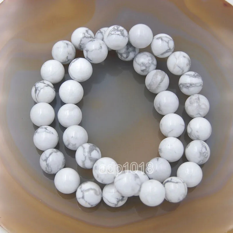 Natural White Turquoise Gemstone Beads Stretch Bracelet Healing Reiki