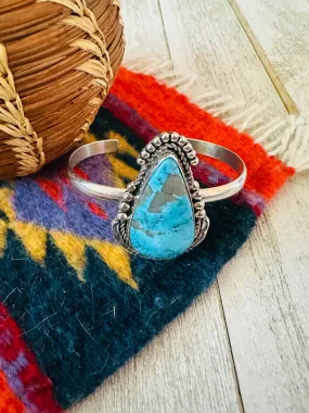 Navajo Sterling Silver & Turquoise Cuff Bracelet by Francis Fred