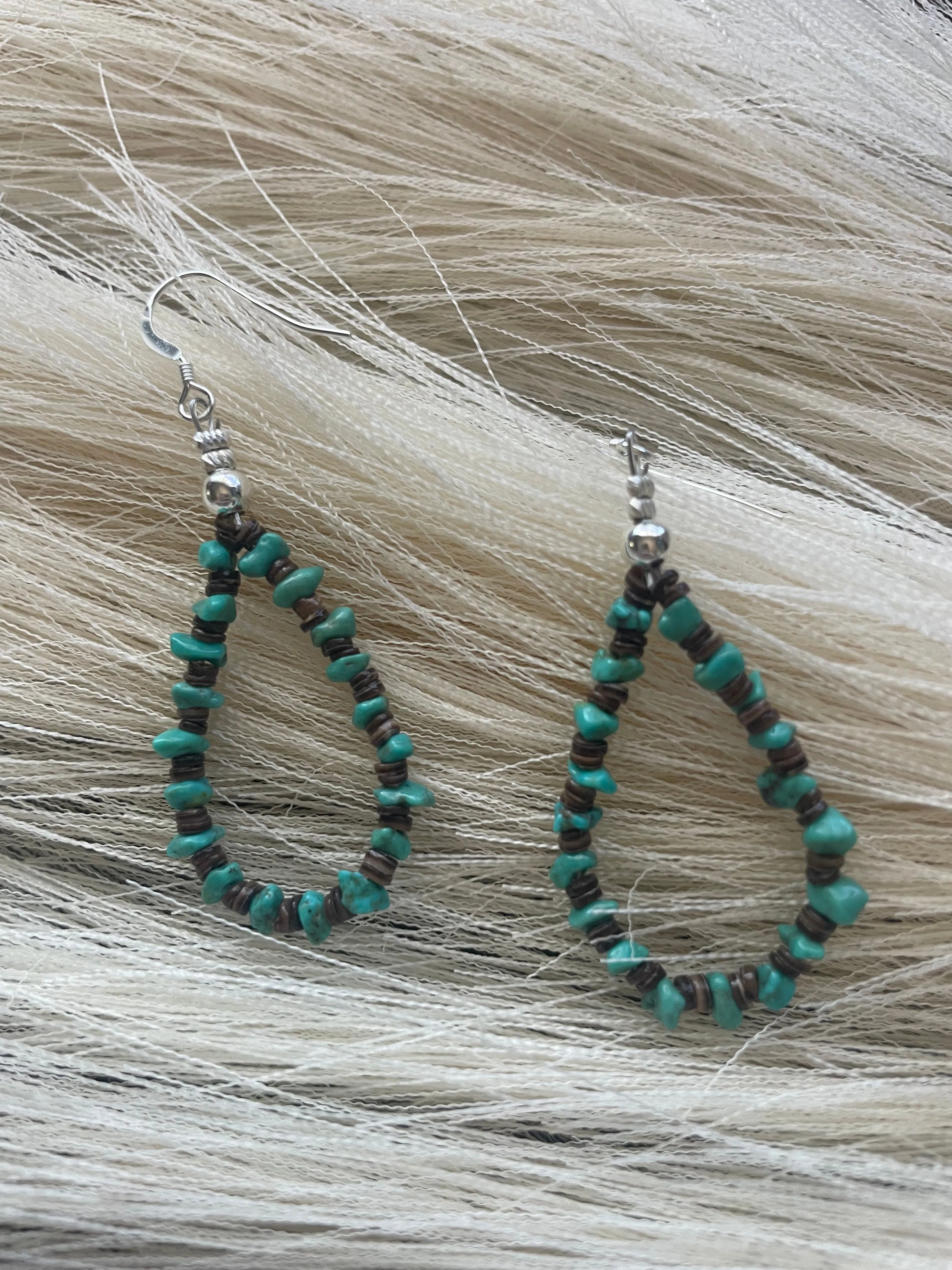 Navajo Sterling Silver Turquoise Beaded Earrings