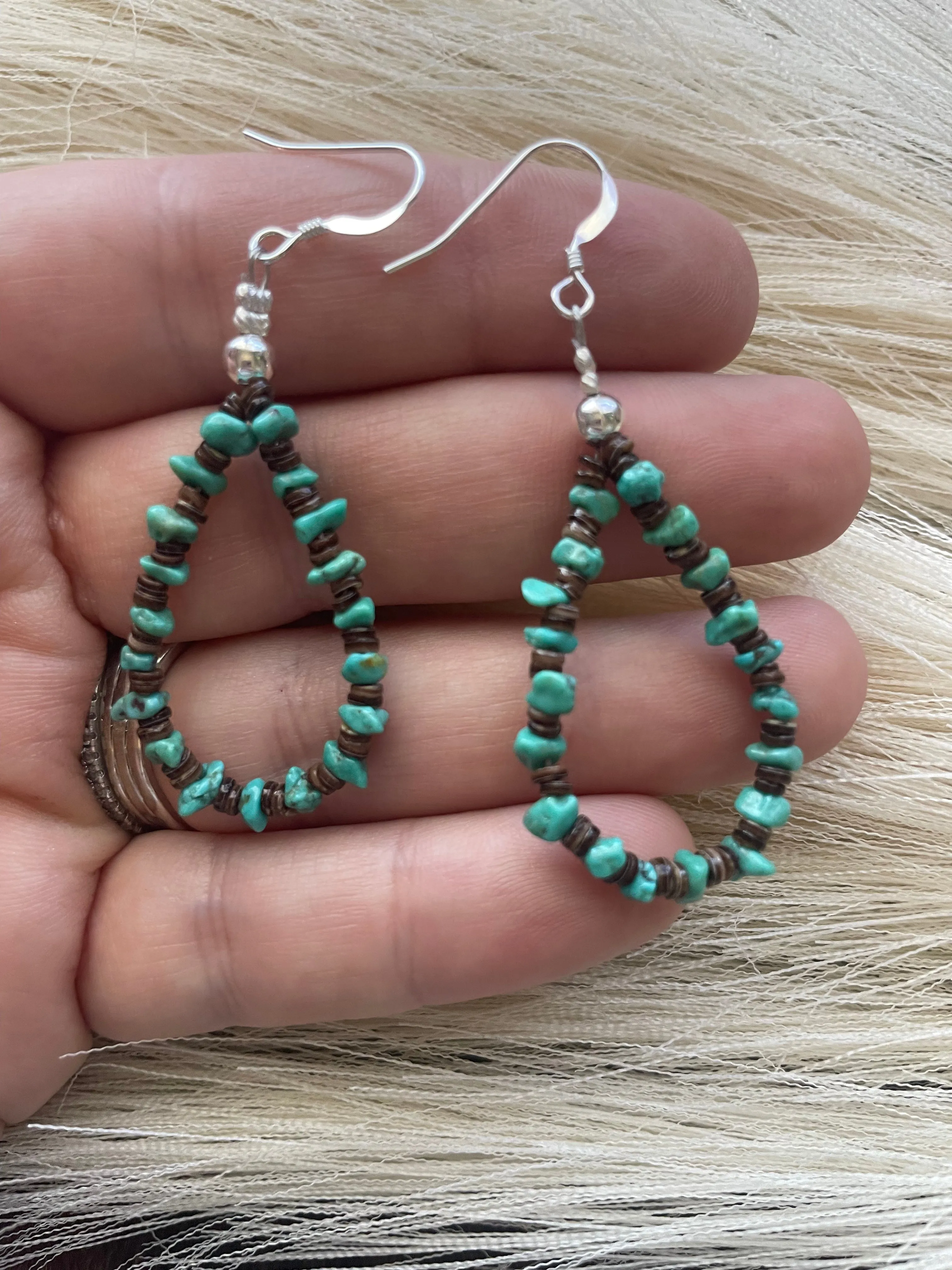 Navajo Sterling Silver Turquoise Beaded Earrings