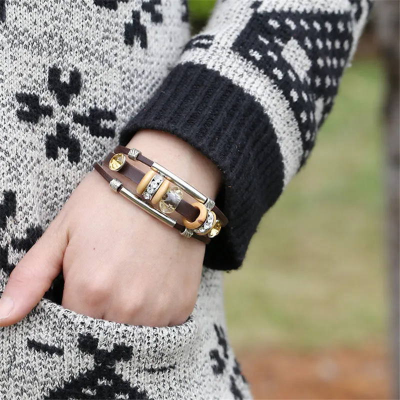 New Bracelet Beaded Leather Bracelet