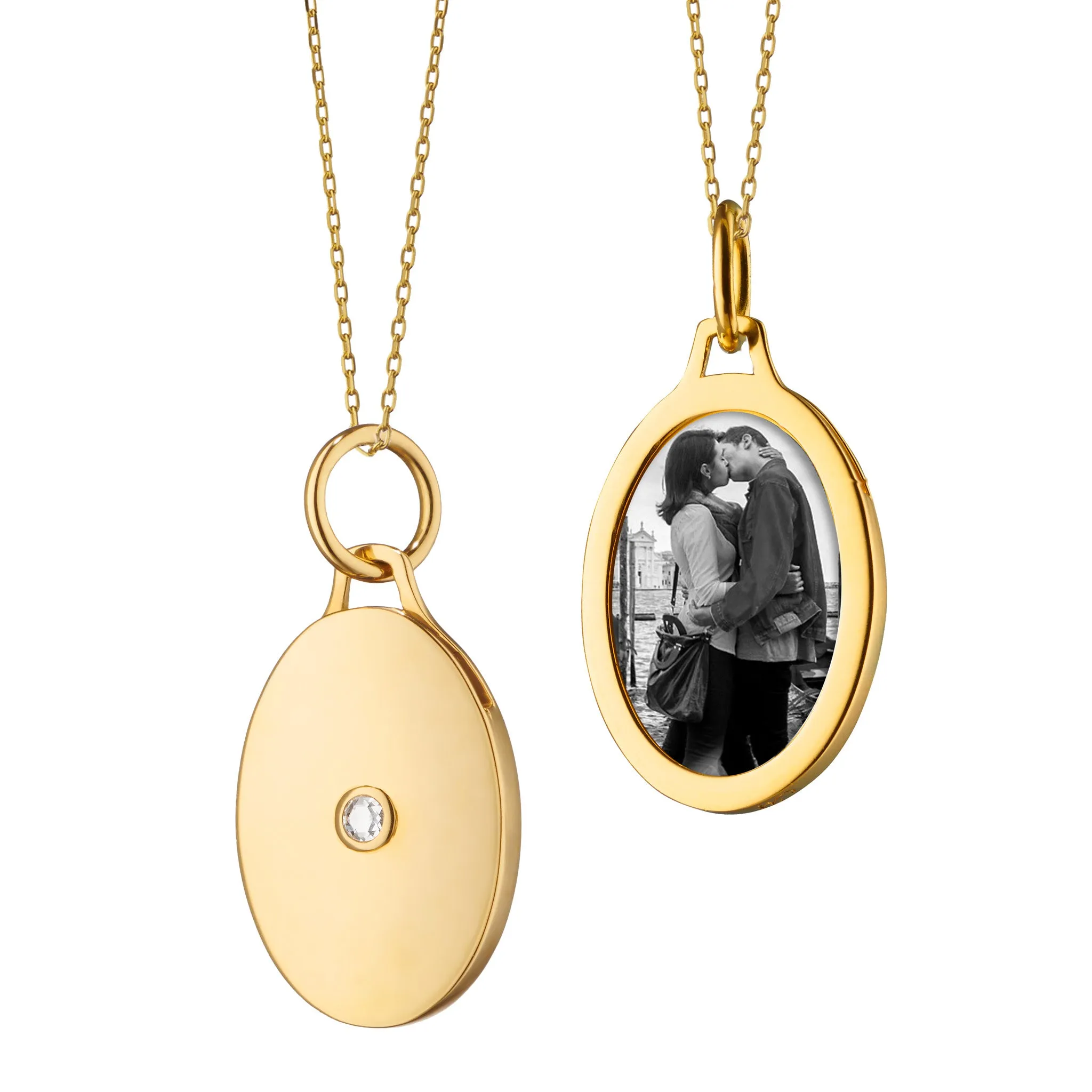 Oval Half Locket with Diamond