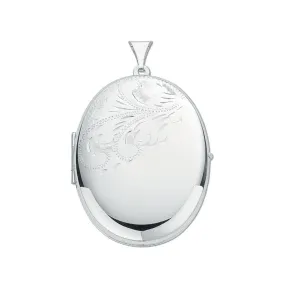 Oval Shaped Sterling 925 Silver Locket Pendant Necklace