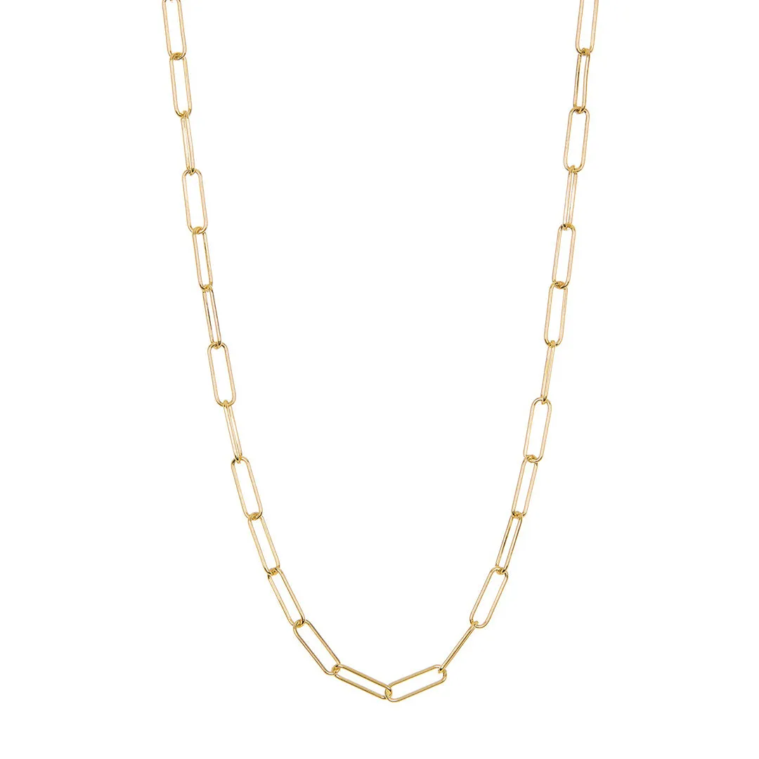 Paper Clip Oval Link Layering Necklace silver gold