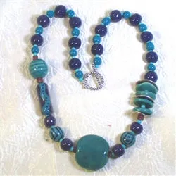 Peacock and Purple Kazuri Necklace Fair Trade Beads