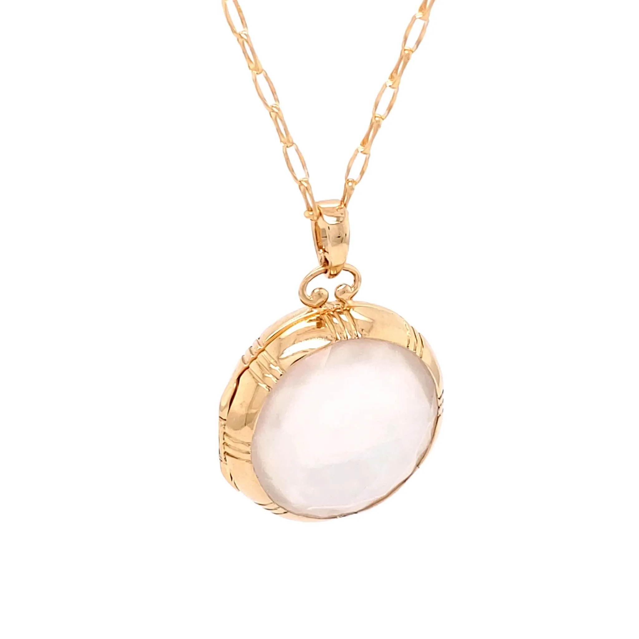 Petite Mother of Pearl Gold Locket Necklace