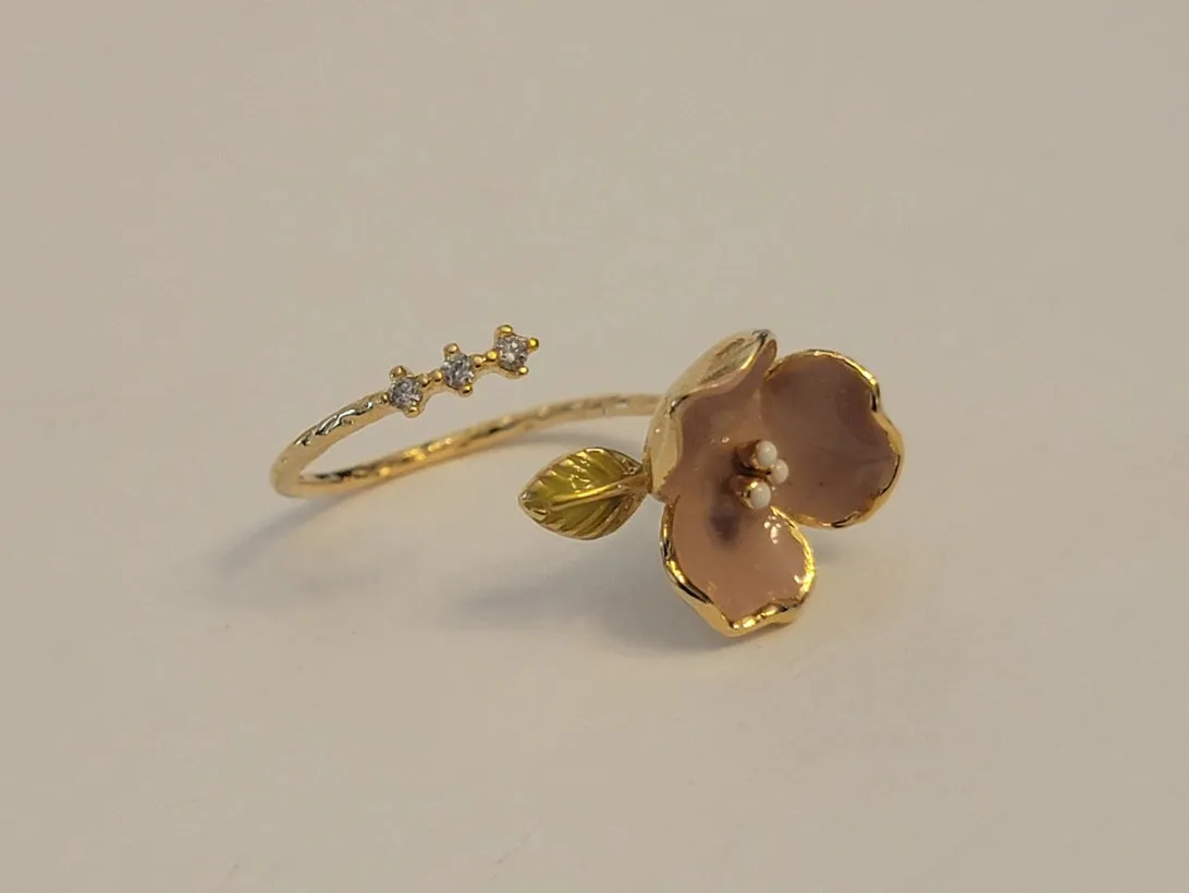 Pink Enamel Flower Ring