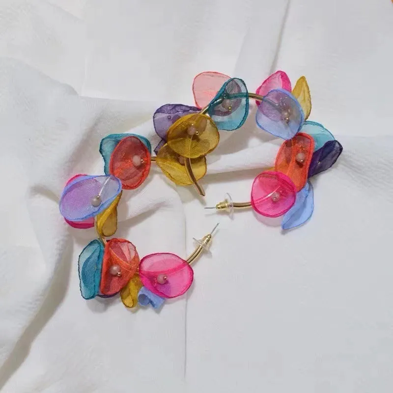 Pre Order:  Chiffon Petals Round Earrings