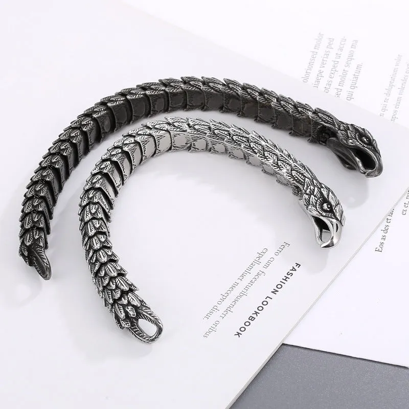 Punk-Inspired Titanium Steel Snake Eagle Bracelet for Men