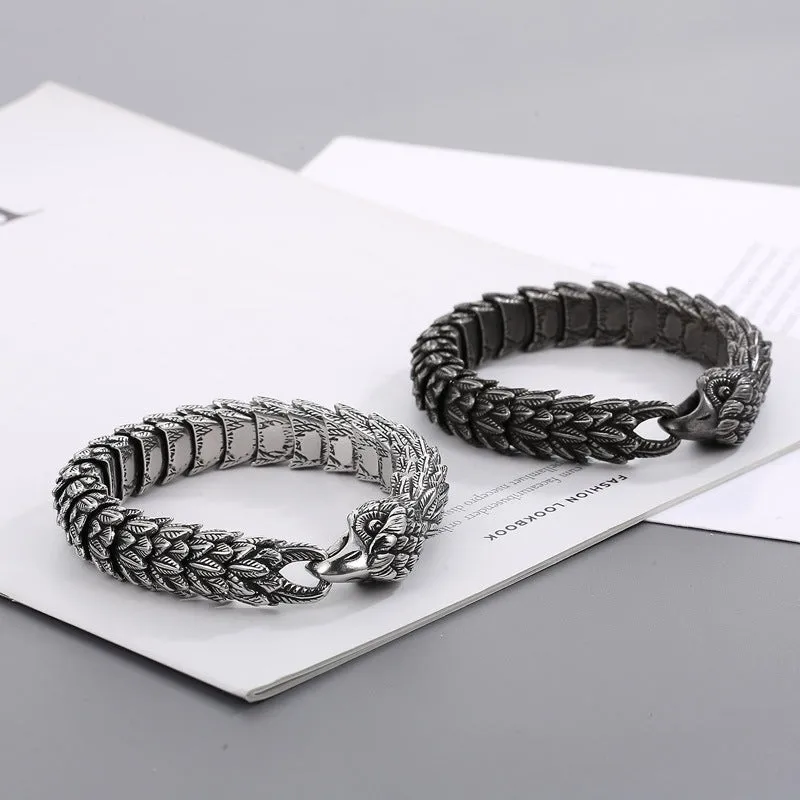 Punk-Inspired Titanium Steel Snake Eagle Bracelet for Men