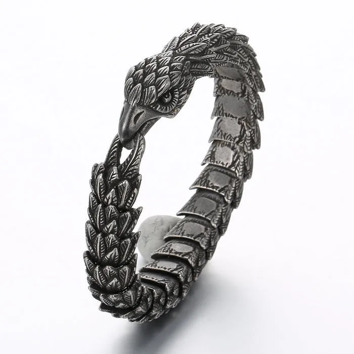 Punk-Inspired Titanium Steel Snake Eagle Bracelet for Men