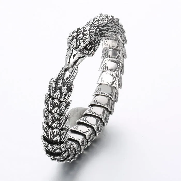 Punk-Inspired Titanium Steel Snake Eagle Bracelet for Men